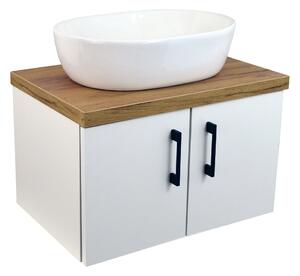 Koupelnová skříňka pod deskové umyvadlo Agria II W 60-HD - bílá/zlatý dub