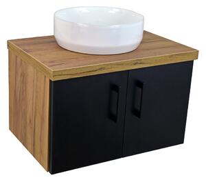 Koupelnová skříňka pod deskové umyvadlo Agria II GOB 60-HD - zlatý dub/černá