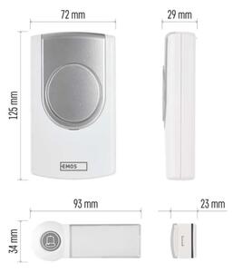 Bezdrátový zvonek 3xAA IP44 bílá/stříbrná