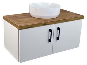 Koupelnová skříňka pod deskové umyvadlo Agria II W 80-HD - bílá/zlatý dub