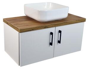 Koupelnová skříňka pod deskové umyvadlo Agria II W 80-HD - bílá/zlatý dub
