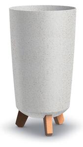 PROSPERPLAST Květináč - GRACIA TUBUS SLIM Eco Wood Průměr: 19,5 cm, Barva: bílá
