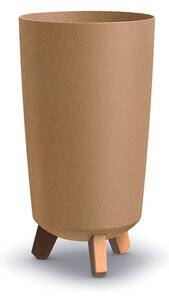 PROSPERPLAST Květináč - GRACIA TUBUS SLIM Eco Wood Průměr: 23,9 cm, Barva: kávová