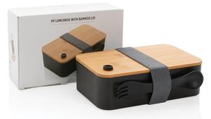 Obědový box s bambusovým víčkem 1,2 L, XD Design, černý