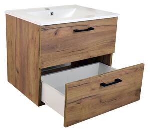 Koupelnová skříňka s keramickým umyvadlem Agria NEW GO 60 - zlatý dub