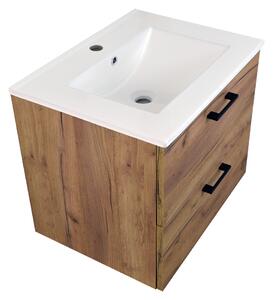 Koupelnová skříňka s keramickým umyvadlem Agria NEW GO 60 - zlatý dub