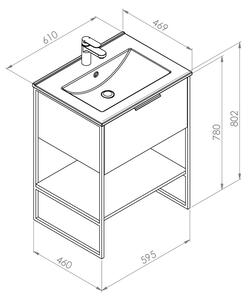 Koupelnová skříňka s keramickým umyvadlem Kubus OC 60