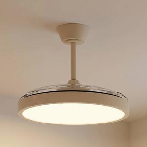 Lindby Stropní ventilátor Orasu s LED osvětlením, Ø 107 cm, béžový,, Krémová / jantar, Obývací pokoj / jídelna, kov, Moderní