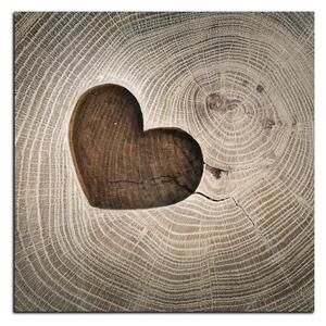 Obraz na plátně - Srdce na dřevěném pozadí - čtverec 3207A (50x50 cm)
