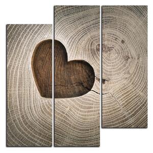 Obraz na plátně - Srdce na dřevěném pozadí - čtverec 3207C (75x75 cm)