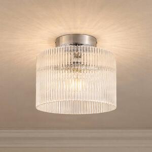 Lucande Stropní světlo Meritt, chrom/čiré, Ø 25 cm, sklo, stmívatelný, Čirá / transparetní, Obývací pokoj / jídelna, Sklo, Moderní