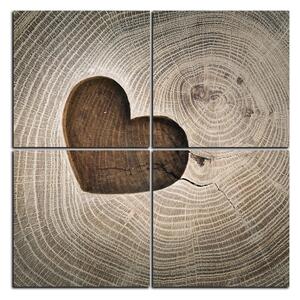 Obraz na plátně - Srdce na dřevěném pozadí - čtverec 3207E (60x60 cm)