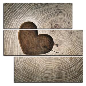 Obraz na plátně - Srdce na dřevěném pozadí - čtverec 3207D (75x75 cm)