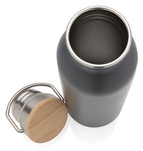 Nerezová láhev s bambusovým víčkem, 710 ml, XD Design, šedá
