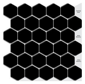 PIPPER | Nalepovací obklad - 3D mozaika - Černé 6-úhelníky 30,5 x 30,5 cm