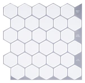PIPPER | Nalepovací obklad - 3D mozaika - Bílé 6-úhelníky 30,5 x 30,5 cm