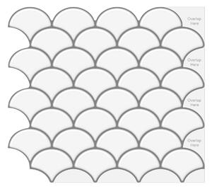 PIPPER | Nalepovací obklad - 3D mozaika - Bílé vějíře 28,5 x 25,5 cm