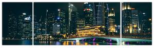 Obraz nočního Singapuru (170x50 cm)