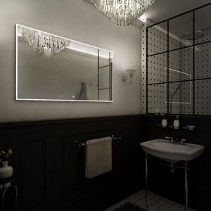 Zrcadlo do koupelny 120x70 s osvětlením, černým rámem, dotykový spínač NIMCO ZPC 13006V-90