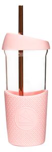 Skleněný pohár s brčkem 568 ml, Neon Kactus, růžový