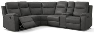 Sedací souprava MALAGA | 248x276 cm | UNIVERZÁLNÍ levá i pravá | s FUNKCÍ RELAX | tmavě šedá látka | EXTRA POHODLNÉ