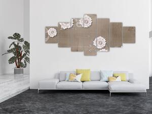 Obraz - Drapérie s květy (210x100 cm)