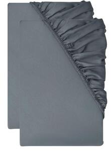 Livarno® Sada saténových napínacích prostěradel, 90-100 x 200 cm, 2dílná, tmavě šedá (800013472)