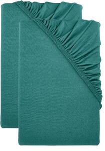 Livarno® Sada žerzejových napínacích prostěradel, 90-100 x 200 cm, 2dílná, tmavě zelená (800013469)
