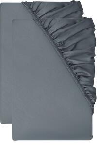 Livarno® Sada saténových napínacích prostěradel, 90-100 x 200 cm, 2dílná, tmavě šedá (800013472)
