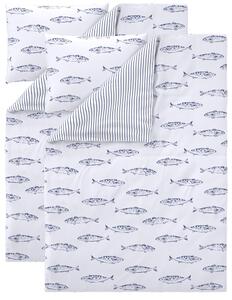 Livarno® Sada ložního povlečení Renforcé, 140 x 200 cm, 70 x 90 cm, 2dílná, ryby (800013560)