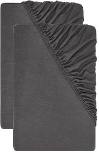 Livarno® Sada žerzejových napínacích prostěradel, 90-100 x 200 cm, 2dílná, tmavě šedá (800013559)