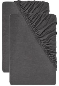 Livarno® Sada žerzejových napínacích prostěradel, 90-100 x 200 cm, 2dílná, tmavě šedá (800013559)