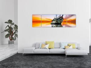 Obraz - Svítání nad vrakem lodi (170x50 cm)