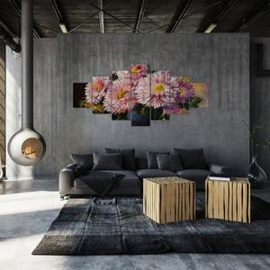 Obraz - Olejomalba, Květiny ve váze (210x100 cm)