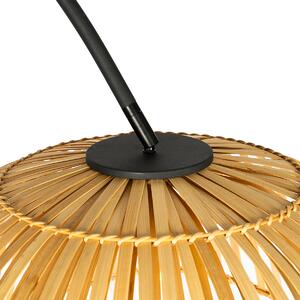 Orientální oblouková lampa černá s přírodním bambusem - Pua