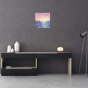 Obraz - Západ slunce nad vodou, aquarel (30x30 cm)