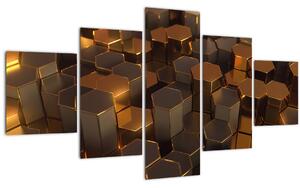 Obraz - Bronzové hexagony (125x70 cm)