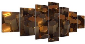 Obraz - Bronzové hexagony (210x100 cm)