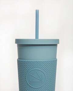 Pohár na pití s brčkem, 625ml, Neon Kactus, modrý