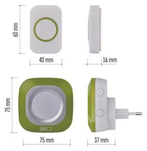 Bezdrátový zvonek do zásuvky 230V + 1xCR2032 IP44 zelená