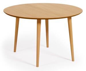 Rozkládací jídelní stůl v dekoru dubu v přírodní barvě ø 120 cm Oqui – Kave Home