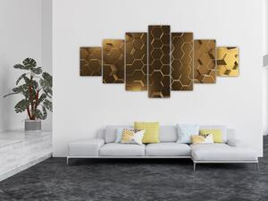 Obraz - Zlaté hexagony (210x100 cm)