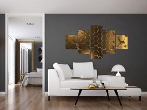Obraz - Zlaté hexagony (125x70 cm)