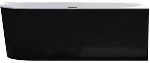 CERANO - Volně stojící akrylátová vana Delizia, levá - černá lesklá/bílá lesklá - 150x75 cm