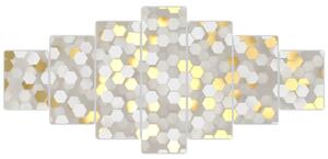 Obraz - Zlato-bílé hexagony (210x100 cm)