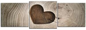 Obraz na plátně - Srdce na dřevěném pozadí - panoráma 5207D (150x50 cm)