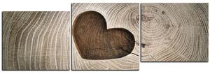 Obraz na plátně - Srdce na dřevěném pozadí - panoráma 5207E (90x30 cm)