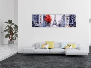 Obraz uličky v Paříži, olejomalba (170x50 cm)