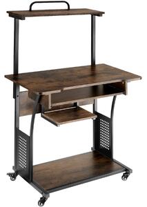Tectake Psací stůl Fife 80x65,5x130,5cm - Industriální dřevo tmavé, rustikální