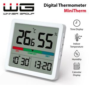 Winner Group - Digitální teploměr s LCD displejem a vlhkoměrem 2xCR2032 bílá